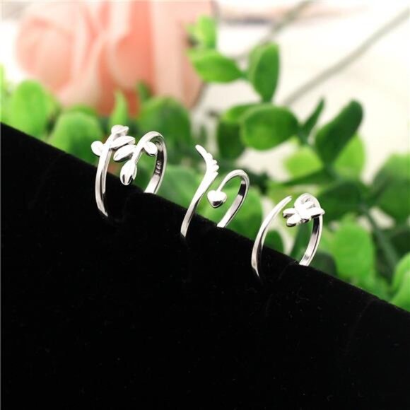 3pcs S925 Sterling Silver Open Rings Set Finger Ring Joint Ring Toe Ring Beach - Picture 6 of 8